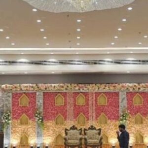 Indoor golden backdrop stage