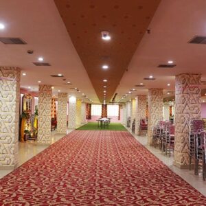 Red carpet entry hallway