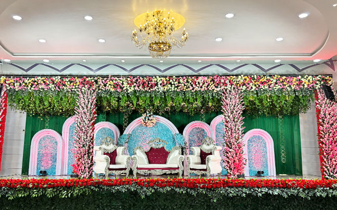 Pink floral stage backdrop